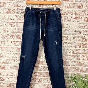Wallflower Dark Blue Distressed Ankle Jeans